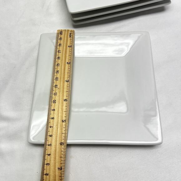 Crate & Barrel 6" Porcelain Square White Appetizer, Dessert Plates Set of 4 - Picture 5 of 5